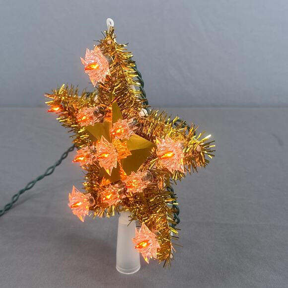 VTG J. Hofert Tree Top 11 Light Gold Star Christmas Topper Indoor Tinsel Kitschy - Picture 2 of 16